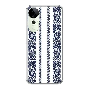 Силиконовый Чехол на Vivo T3 Ultra с картинкой Вышиванки (Синяя вышиванка)