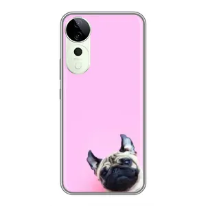 Бампер для Vivo T3 Ultra с картинкой "Песики" (Собака на розовом)