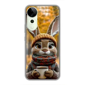 Печатный чехол «Зверята с кофе» для Vivo T3 Ultra (Зайчик с кофе)