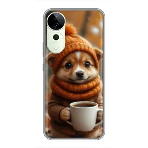 Печатный чехол «Зверята с кофе» для ViVO T4 Pro (Собачка с кофе)