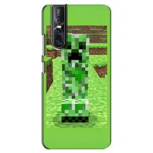 Чехлы для Vivo V15 Pro (Персонажи Майн Крафт) (Крипер 2)