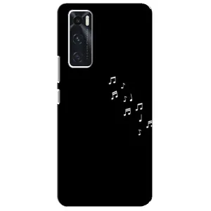 Чехол с картинками на черном фоне для ViVO V20 se (Ноты)