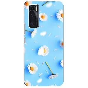 Чохол з Квітами для ViVO V20 se (ромашки на блакитному)