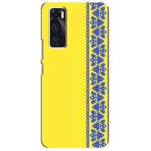 Силиконовый Чехол на ViVO V20 se (Вышиванка на желтом)