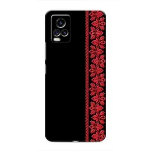Силиконовый Чехол на ViVO V20 с картинкой Вышиванки (Вышиванка на черном)