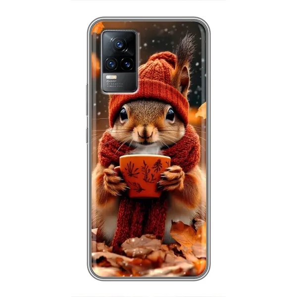 Чехол с рисунком «Белка с кофе» для Vivo V21 Чехол с рисунком «Белка с кофе» для Vivo V21