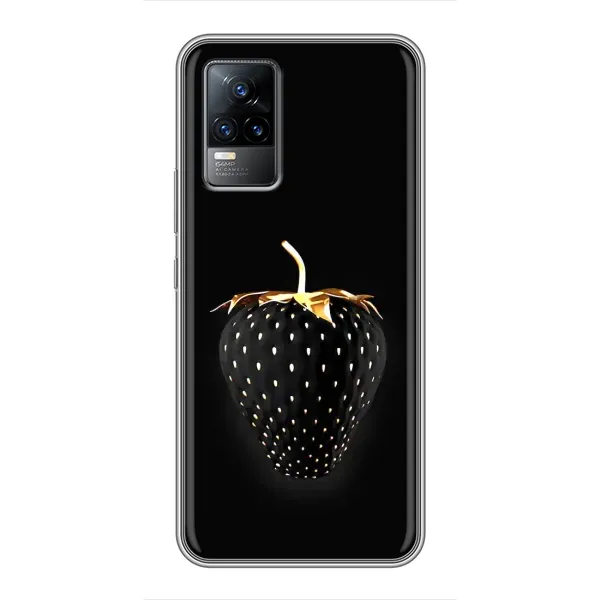 Чехол с рисунком «Чёрная клубника» для Vivo V21
