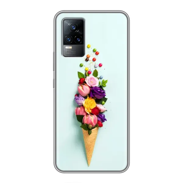 Чехол с рисунком «Цветок-мороженное» для Vivo V21 Чехол с рисунком «Цветок-мороженное» для Vivo V21