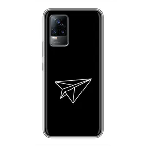 Чехол с картинками на черном фоне для Vivo V21 (Самолетик)