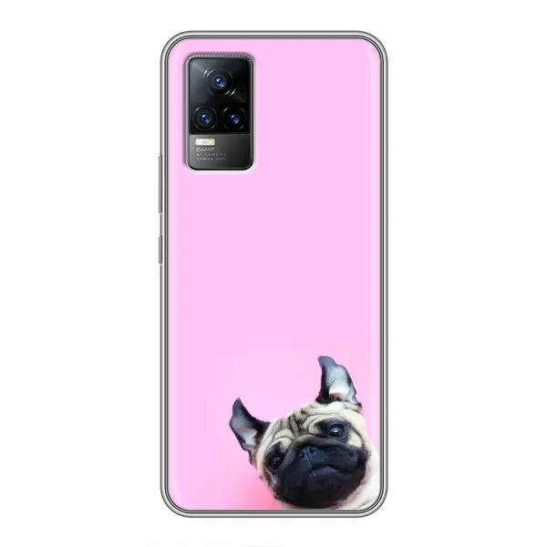 Чехол с рисунком «Собака на розовом» для Vivo V21