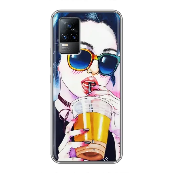 Чехол с рисунком «Девушка с коктейлем» для Vivo V21E