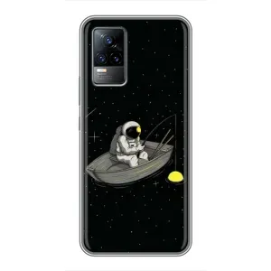 Силіконовый Чохол з принтом "Космонавти" на Vivo V21E (Космонавт на рибалці)