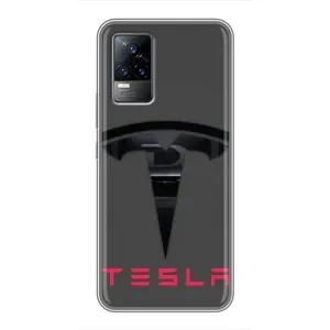 Силиконовый бампер с картинкой машины на Vivo V21E (Logo TESLA)