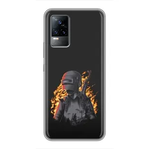 Силиконовый чехол с картинкой "Герой Pubg" на Vivo V21E (В огне)