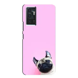 Бампер для Vivo V23e с картинкой "Песики" (Собака на розовом)
