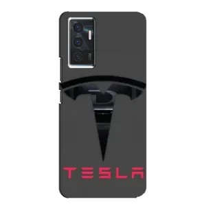 Силиконовый бампер с картинкой машины на Vivo V23e (Logo TESLA)