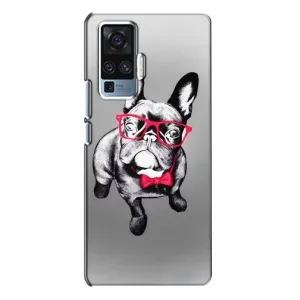 Чехол (ТПУ) Милые собачки для Vivo X50 Pro (Бульдог в очках)