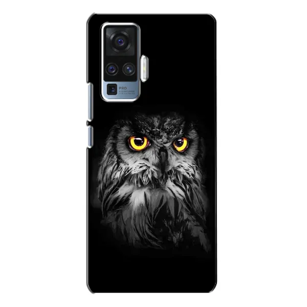 Чехол с рисунком «Сова на чёрном» для Vivo X50 Pro