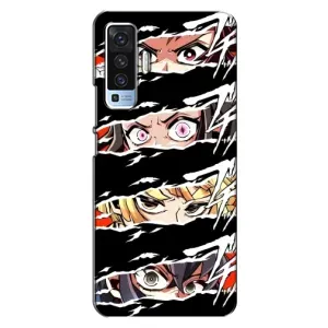 Силиконовые чехлы с глазами Anime для Виво Х50 (Глаза на чорном)