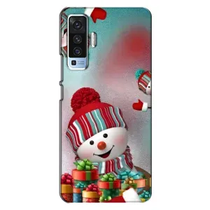 Чехлы на Новый Год Vivo X50 (Снеговик в шапке)