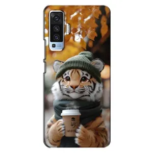 Печатный чехол «Зверята с кофе» для Vivo X50 (Тигр с кофе)