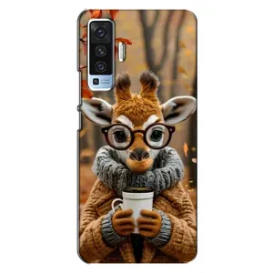 Печатный чехол «Зверята с кофе» для Vivo X50 (Жираф с кофе)