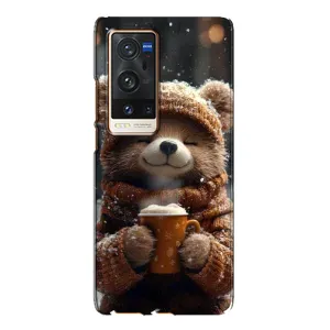 Друкований чохол 'Звірята з кавою' для Vivo X60 Pro Plus (Ведмедик з кавою)