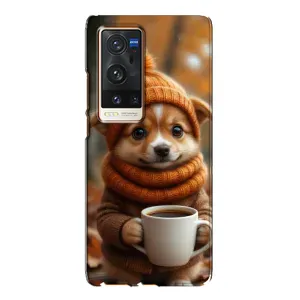 Друкований чохол 'Звірята з кавою' для Vivo X60 Pro Plus (Песик з кавою)