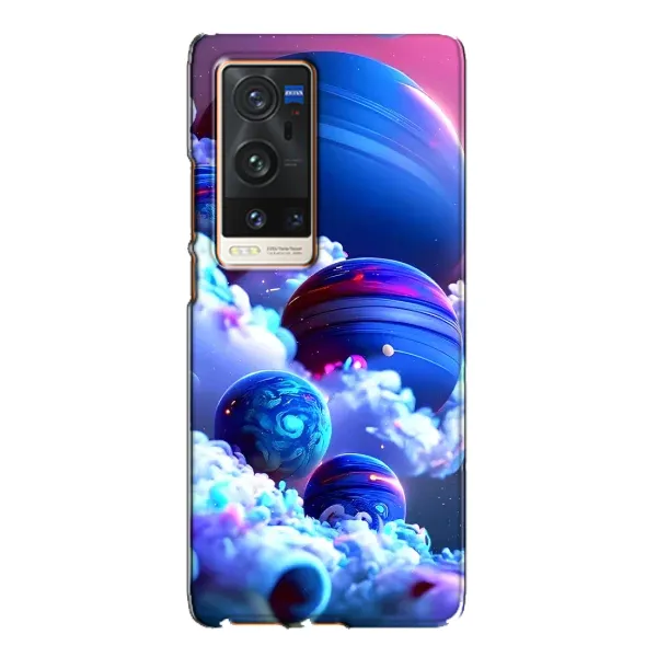 Чехол с рисунком «Синие планеты» для Vivo X60 Pro Plus