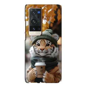 Друкований чохол 'Звірята з кавою' для Vivo X60 Pro Plus (Тигр з кавою)
