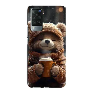 Печатный чехол «Зверята с кофе» для Vivo X60 Pro (Медвежонок с кофе)