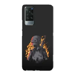 Силиконовый чехол с картинкой "Герой Pubg" на Vivo X60 (В огне)