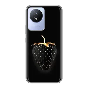 Чехол с изображением вкусной еды для Vivo Y02 (Чёрная клубника)