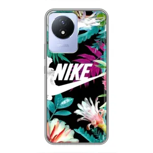 Силиконовый Чехол на Vivo Y02 с картинкой Nike (Цветочный Nike)