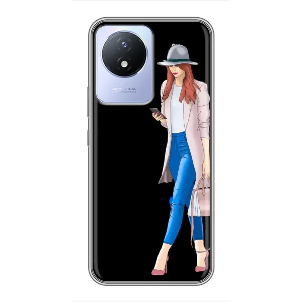 Чехол с рисунком «Девушка со смартфоном» для Vivo Y02 Чехол с рисунком «Девушка со смартфоном» для Vivo Y02