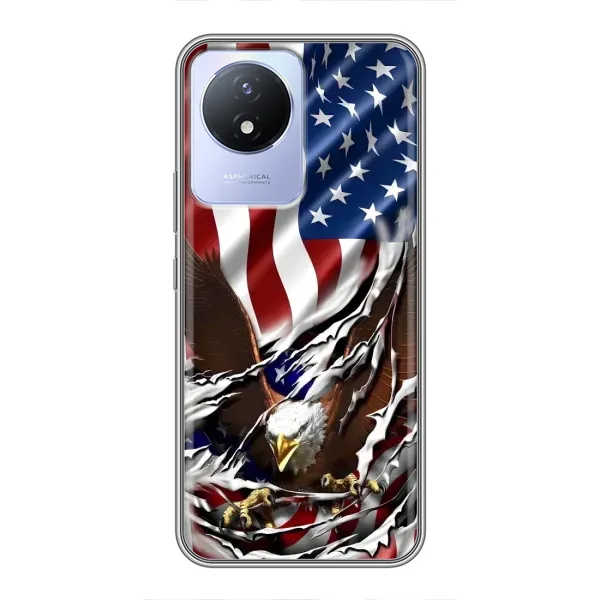 Чехол с рисунком «Флаг USA» для Vivo Y02 Чехол с рисунком «Флаг USA» для Vivo Y02