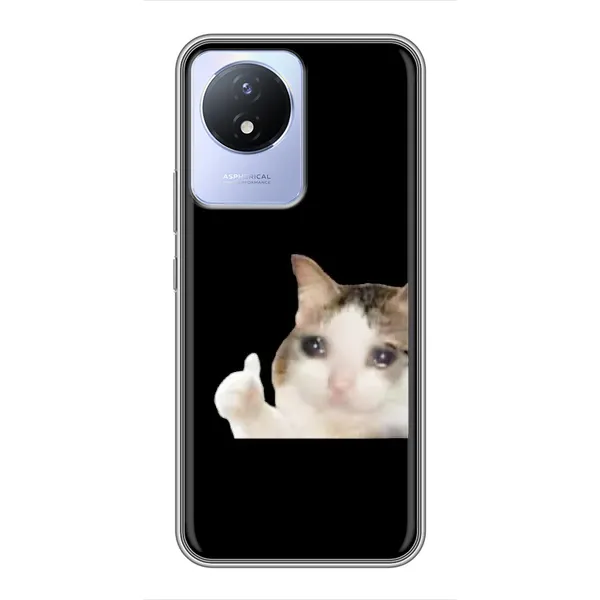 Чехол с рисунком «Кот в слезах» для Vivo Y02 Чехол с рисунком «Кот в слезах» для Vivo Y02