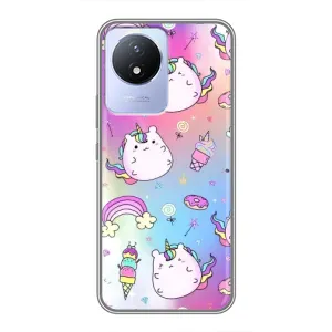 Чехол Unicorn на Vivo Y02 (Радуга и Единорог)