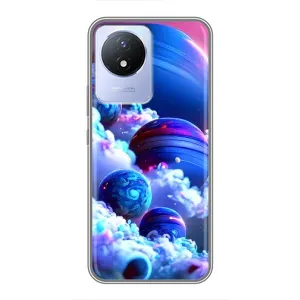 Чехлы КОСМОС для Vivo Y02 (Синие планеты)
