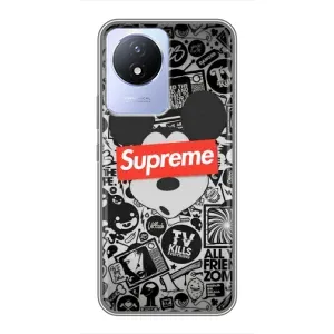 Чехол с Брендами одежды на Виво Y02 (Supreme Маус)