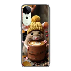 Печатный чехол «Зверята с кофе» для ViVO Y04s (Мышка с кофе)