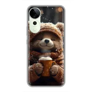 Печатный чехол «Зверята с кофе» для ViVO Y04s (Медвежонок с кофе)