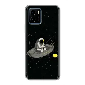 Силіконовый Чохол з принтом "Космонавти" на Vivo Y15s (Космонавт на рибалці)