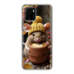 Печатный чехол «Зверята с кофе» для Vivo Y15s (Мышка с кофе)