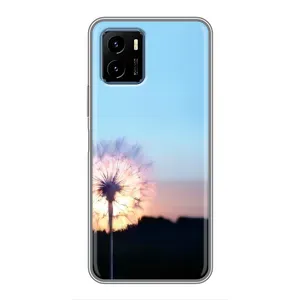 Силиконовый Чехол с одуванчиками на Vivo Y15s (Закат с одуванчиком)