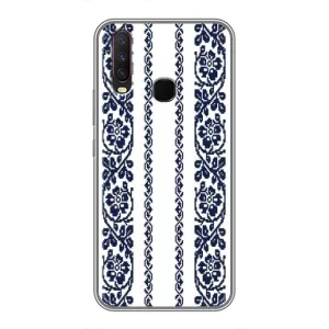 Силиконовый Чехол на ViVO Y17 с картинкой Вышиванки (Синяя вышиванка)