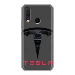 Силиконовый бампер с картинкой машины на ViVO Y17 (Logo TESLA)