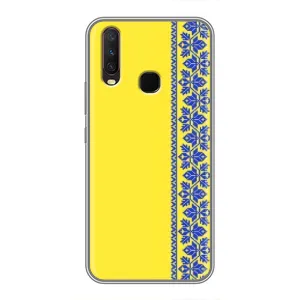 Силиконовый Чехол на ViVO Y17 (Вышиванка на желтом)