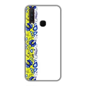 Силиконовый Чехол на ViVO Y17 с картинкой Вышиванки (Желто-синяя вышиванка)