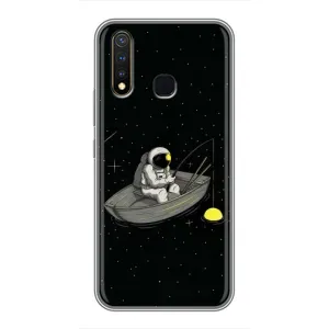 Силиконовый Чехол с принтом "Космонавты" на Vivo Y19 (Космонавт на рыбалке)